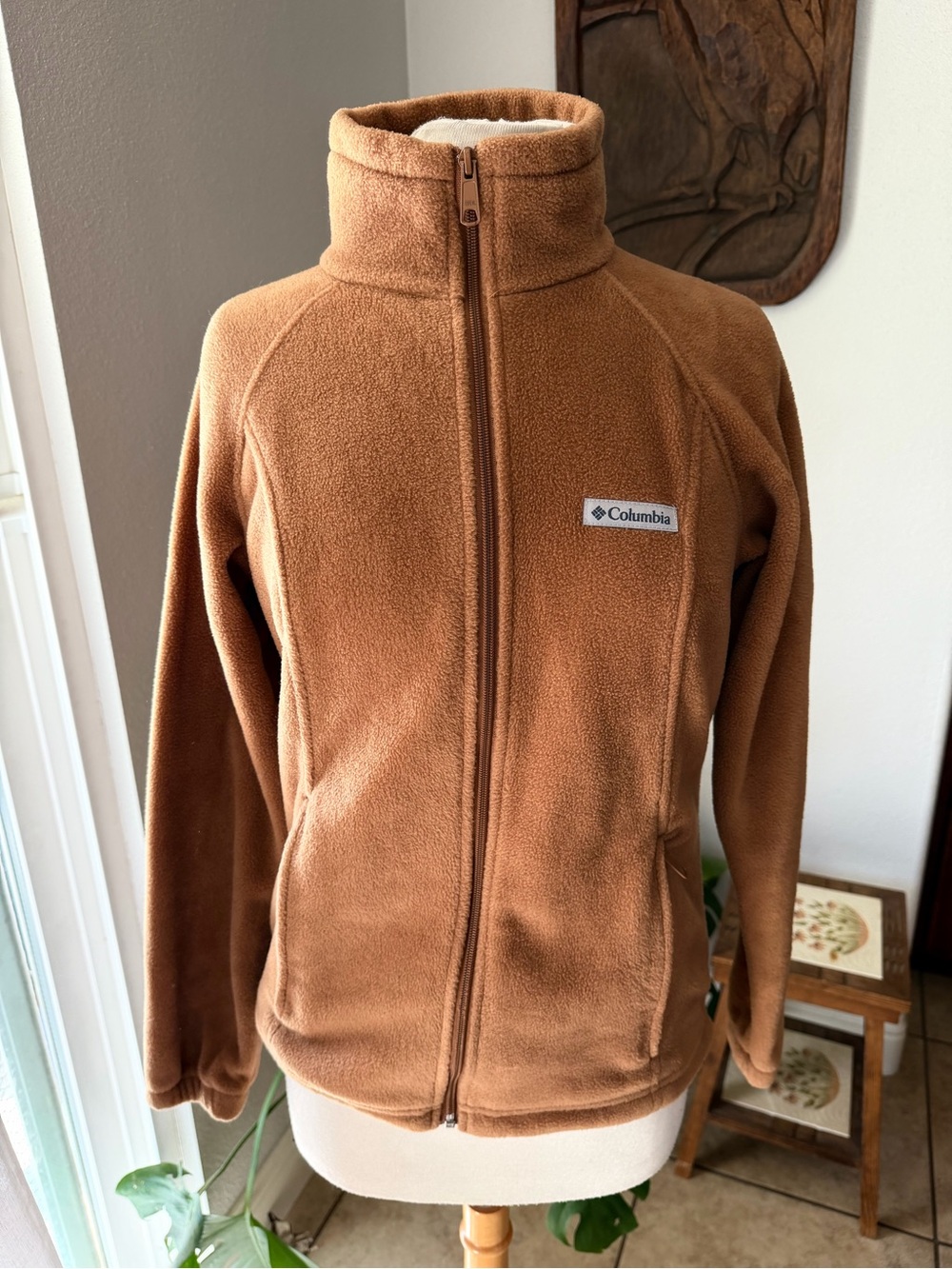 Columbia Brown Full Zip Fleece Jacket Size Small